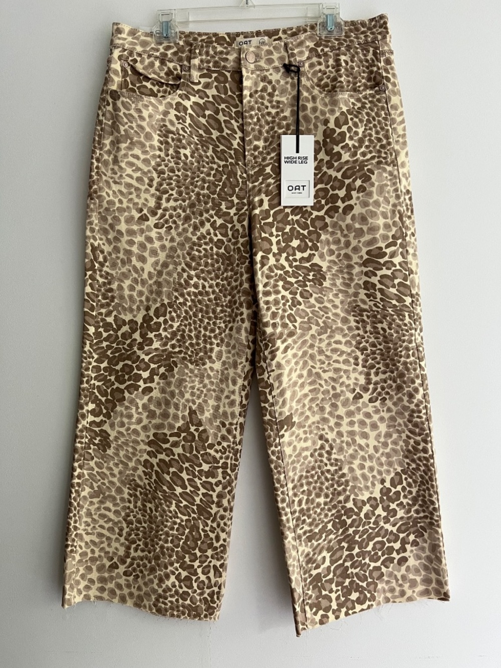 NWT OAT New York Light Leopard Print High Rise Wide Leg Jeans Cotton Size 12/31 - Picture 2 of 10